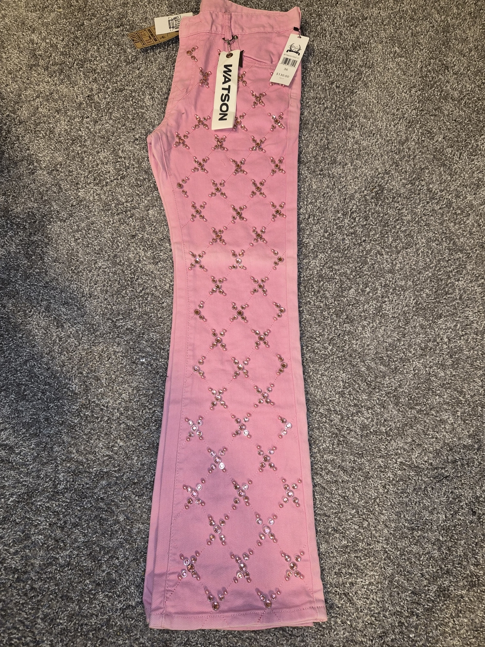 Watson Pink Embellished Straight Jeans for Men